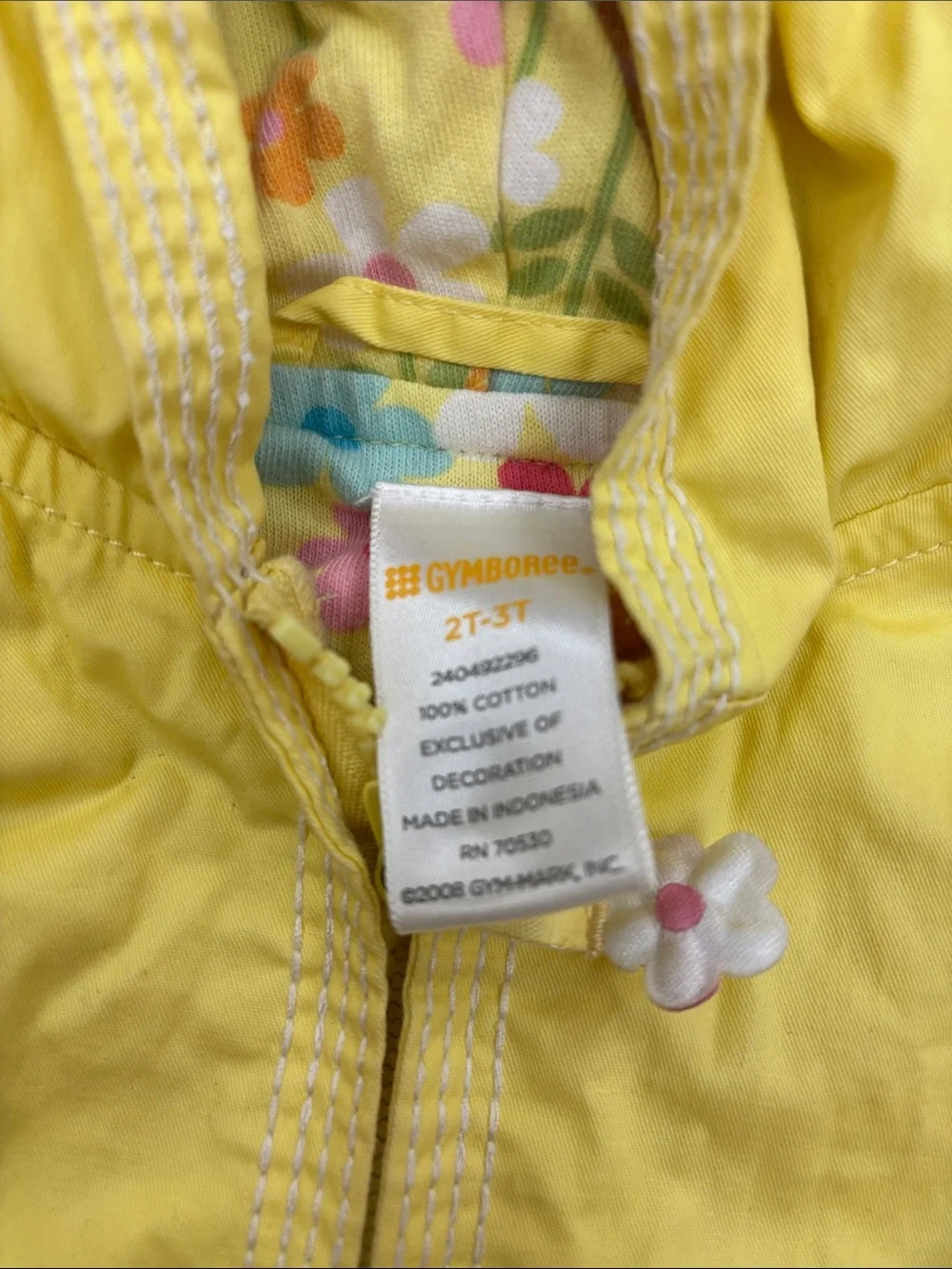 Gymboree Yellow Hooded Raincoat with Printed Lining